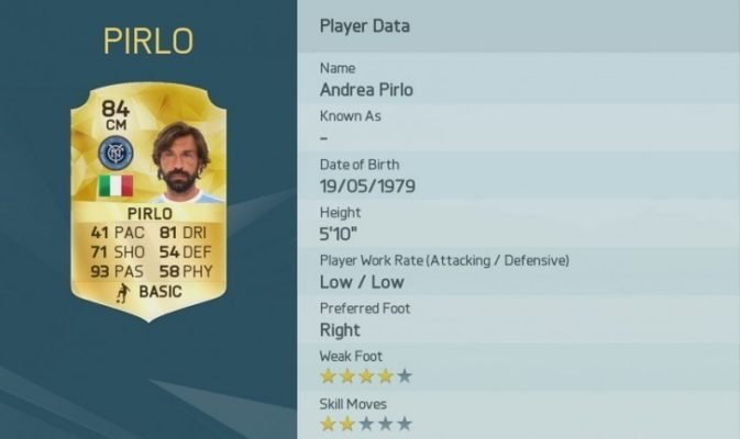 Andre-Pirlo is the best passer in FIFA 16