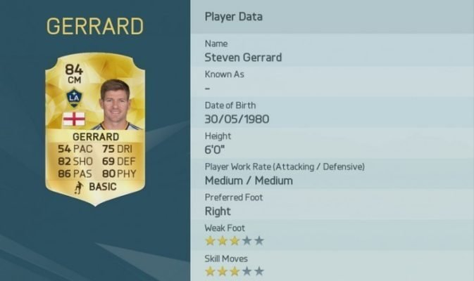 Steven Gerrard is the best MLS Player in FIFA 16