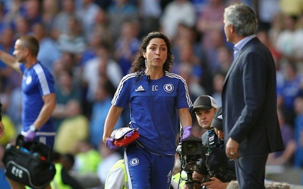 Editorial use only. No merchandising. For Football images FA and Premier League restrictions apply inc. no internet/mobile usage without FAPL license - for details contact Football Dataco Mandatory Credit: Photo by BPI/REX Shutterstock (4931278cf) Chelsea's doctor Eva Carneiro appears to have an argument with Jose Mourinho manager of Chelsea during the Barclays Premier League match between Chelsea and Swansea played at Stamford Bridge, London Barclays Premier League 2015/16 Chelsea v Swansea City Stamford Bridge, Fulham Rd, London, United Kingdom - 8 Aug 2015