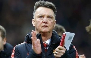 Manchester United's manager Louis Van Gaal applauds after their English Premier League soccer match against Stoke City at the Britannia Stadium in Stoke-on-Trent