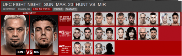 Mark Hunt vs Frank Mir free live stream UK TV & time - UFC Fight Night 85 England