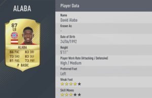David Alaba is part of the Best FIFA 17 starting XI based on player ratings