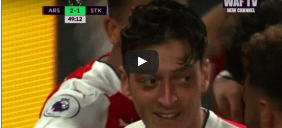 Arsenal 2-1 Stoke City Mesut Ozil Goal Video Highlight 1