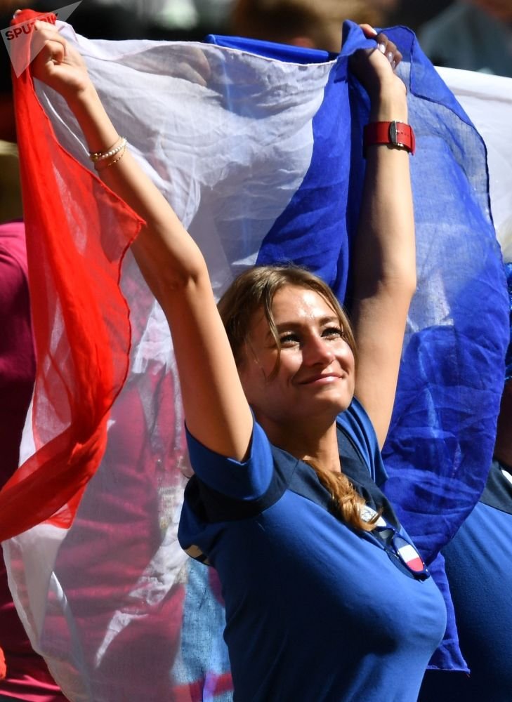 French female fans of ahead World Cup match between France and Australia