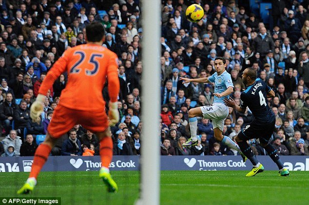 Fastest Premier League goal - Jesus Navas - Manchester City 3-2 Tottenham - 2013-11-24