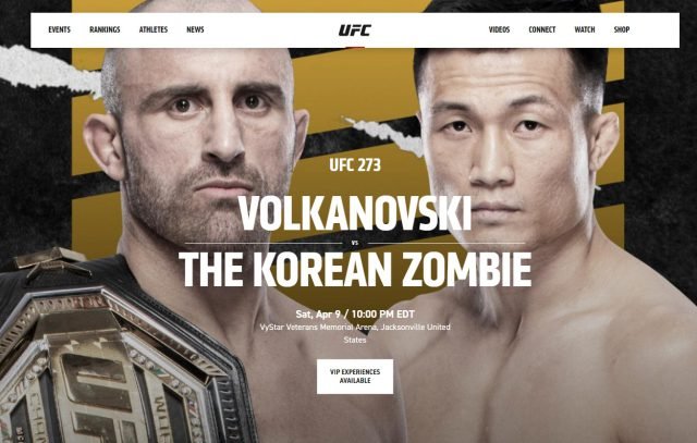 Volkanovski vs Korean Zombie Betting