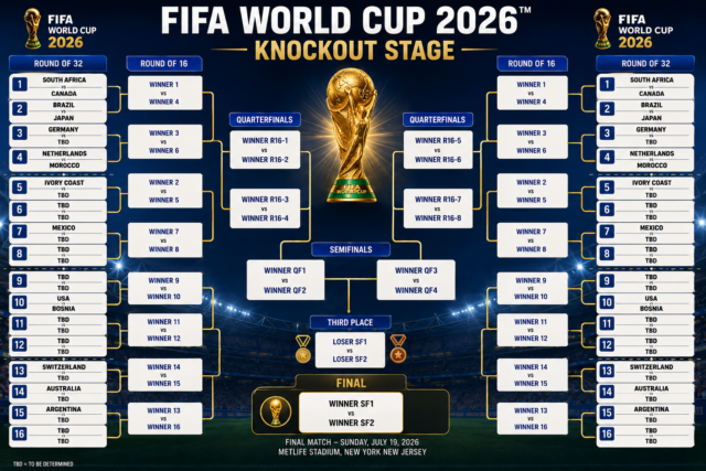 2026 FIFA World Cup Knockout Stage Schedule & Bracket