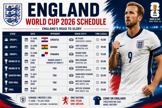 World Cup 2026 England schedule World Cup 2026 England schedule